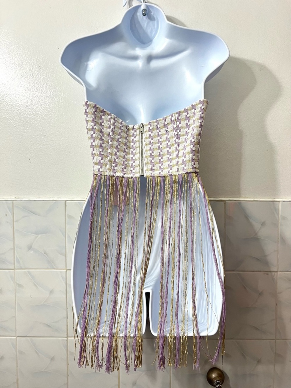 Women’s Handwoven Strapless Fringe Top S M L Western Cowgirl Festival Fairy - Picture 4 of 13